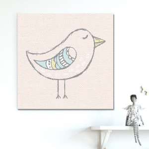 Modny obraz dziecięcy - cute bird , wymiary - 70cm x 70cm
