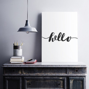 Hello - minimalistyczny obraz na płótnie , wymiary - 60cm x 90cm