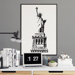 Statua wolności - plakat w stylu vintage , wymiary - 50cm x 70cm, kolor ramki - biały