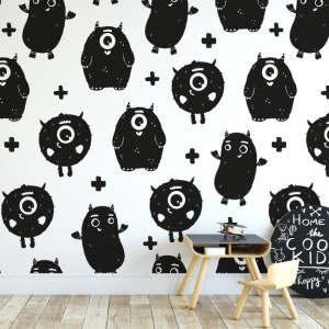 Tapeta dziecięca - monstersparty , rodzaj - próbka tapety 50x50cm