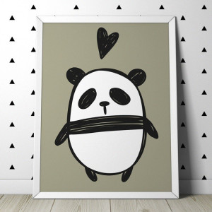 Love panda - plakat dla dzieci , wymiary - 30cm x 40cm, kolor ramki - czarny