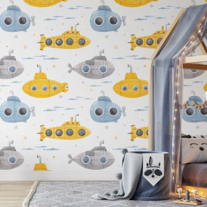 Tapeta dla dzieci - submarine design , rodzaj - tapeta flizelinowa laminowana