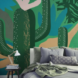 Tapeta na ścianę - artistic cactus , rodzaj - tapeta flizelinowa laminowana