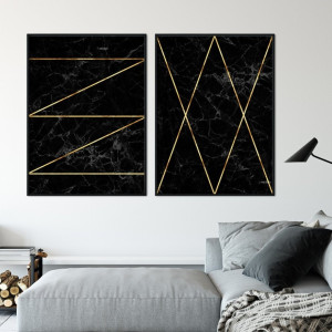 Zestaw dwóch plakatów - golden stairs , wymiary - 20cm x 30cm (2 sztuki), kolor ramki - czarny