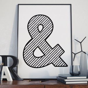Symbol "&" (and) - plakat designerski , wymiary - 60cm x 90cm, ramka - czarna