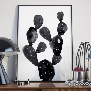 Plakat w ramie - black cactus , wymiary - 30cm x 40cm, ramka - czarna