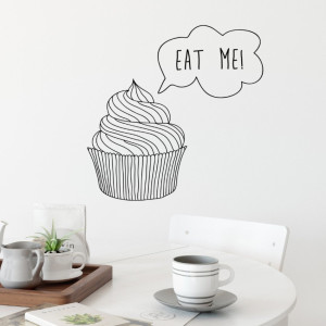 Naklejka na ścianę - eat me! , kolor naklejki - biała, wymiary naklejki - szer. 120cm x wys. 120cm