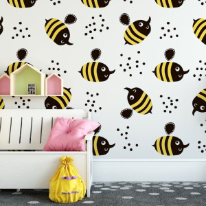 Tapeta dziecięca - crazy bees , rodzaj - tapeta flizelinowa laminowana