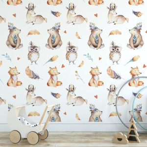 Tapeta dziecięca - baby woodland , rodzaj - tapeta flizelinowa laminowana