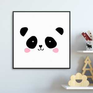 Cute panda - plakat dla dzieci , wymiary - 40cm x 40cm, kolor ramki - czarny