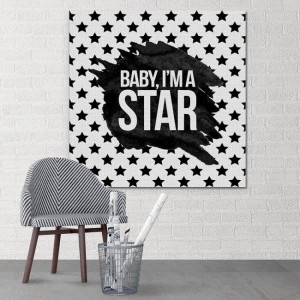 Baby, i'm a star! - modny obraz typograficzny , wymiary - 30cm x 30cm