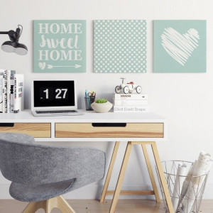 Home sweet home - komplet trzech obrazów , wymiary - 80cm x 80cm (3 sztuki)