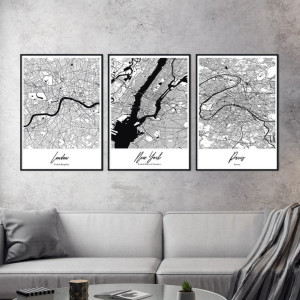 Zestaw trzech plakatów - megacities , wymiary - 20cm x 30cm (3 sztuki), kolor ramki - biały