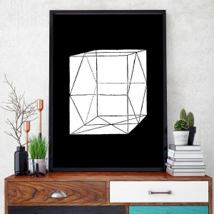 Prostopadłościan bryła 3d - designerski plakat w ramie , wymiary - 40cm x 50cm, kolor ramki - czarny