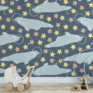 Tapeta dziecięca - cosmo bears , rodzaj - próbka tapety 50x50cm