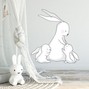 Naklejka na ścianę - bunny family , wymiary naklejki - szer. 120cm x wys. 150cm