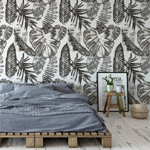 Tapeta na ścianę - soft leaves , rodzaj - próbka tapety 50x50cm