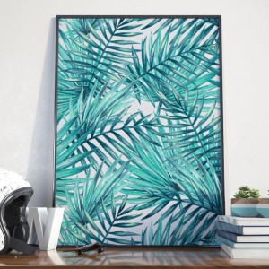 Plakat w ramie - palm paradise , wymiary - 30cm x 40cm, ramka - biała