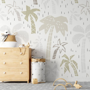 Tapeta dla dzieci - pastel palms , rodzaj - tapeta flizelinowa laminowana
