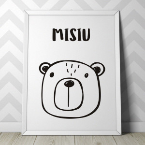 Scandi teddy bear - plakat dla dzieci , wymiary - 30cm x 40cm, kolor ramki - biały