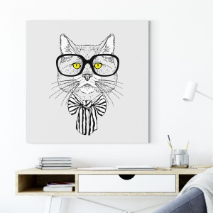 Obraz na płótnie - kitty glasses , wymiary - 60cm x 60cm