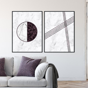 Zestaw dwóch plakatów - burgundy design , wymiary - 60cm x 90cm (2 sztuki), kolor ramki - biały