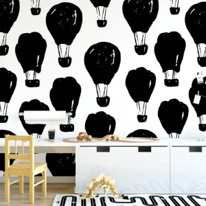 Tapeta dziecięca - black balloons , rodzaj - tapeta flizelinowa laminowana