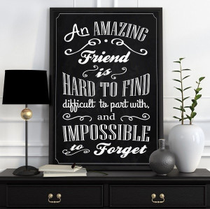 Friend - plakat typograficzny , wymiary - 50cm x 70cm, ramka - biała