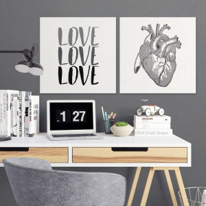 Heart design - komplet dwóch obrazów na płótnie , wymiary - 30cm x 30cm (2 sztuki)
