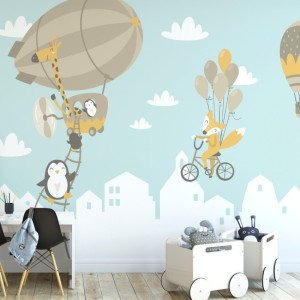 Tapeta dziecięca - balloons friends , rodzaj - tapeta flizelinowa laminowana