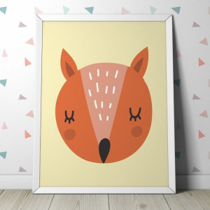 Lis - plakat dla dzieci , wymiary - 20cm x 30cm, kolor ramki - czarny