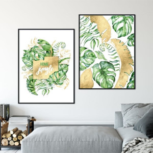 Zestaw dwóch plakatów - home jungle , kolor ramki - czarny, wymiary - 70cm x 100cm (2 sztuki)