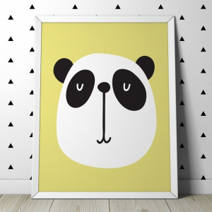 Panda - plakat dla dzieci , wymiary - 40cm x 50cm, kolor ramki - czarny