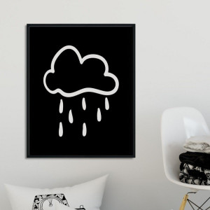 Scandi cloud - plakat dla dzieci , wymiary - 18cm x 24cm, kolor ramki - biały