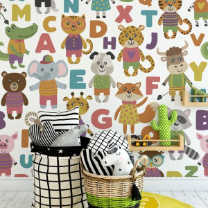 Tapeta dla dzieci - alphabet friends , rodzaj - próbka tapety 50x50cm