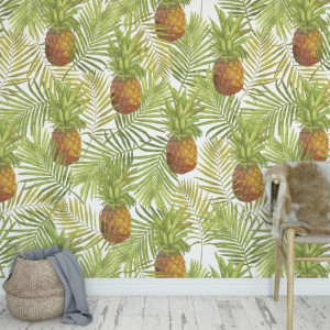 Tapeta na ścianę - pineapple summer , rodzaj - tapeta flizelinowa