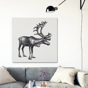 Vintage deer - modny obraz na płótnie , wymiary - 90cm x 90cm