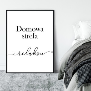 Plakat w ramie - domowa strefa relaksu , wymiary - 30cm x 40cm, ramka - czarna