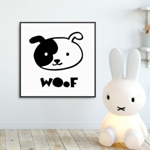 Woof - plakat dla dzieci , wymiary - 40cm x 40cm, kolor ramki - czarny