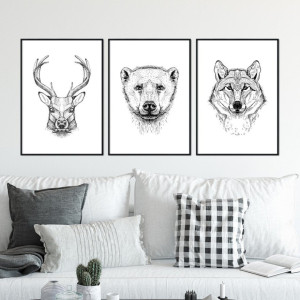 Zestaw trzech plakatów - wild company , wymiary - 70cm x 100cm (3 sztuki), kolor ramki - biały