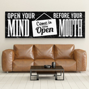 Open your mind before your mouth - modny obraz motywacyjny , wymiary - 120cm x 40cm