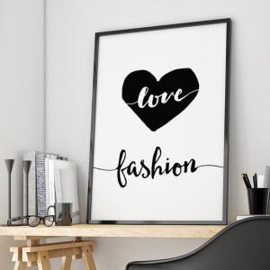 Love fashion - designerski plakat w ramie dla kobiety , wymiary - 40cm x 50cm, kolor ramki - biały