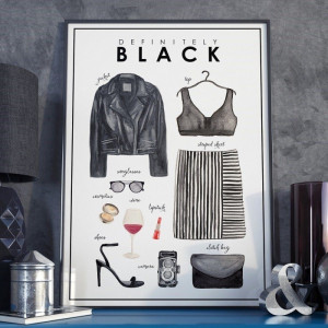 Plakat w ramie - definitely black , wymiary - 70cm x 100cm, ramka - czarna