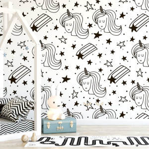 Tapeta dziecięca - unicorn stars , rodzaj - tapeta flizelinowa laminowana