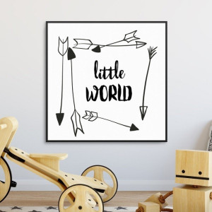 Little world - plakat dla dzieci , wymiary - 80cm x 80cm, kolor ramki - czarny