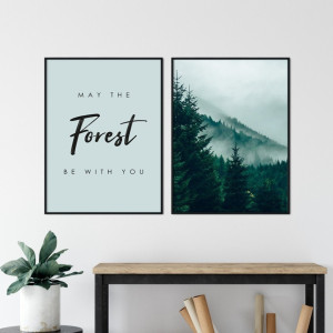Zestaw dwóch plakatów - may the forest be with you , kolor ramki - czarny, wymiary - 70cm x 100cm (2 sztuki)