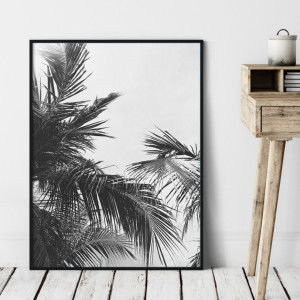 Plakat w ramie - palm view , wymiary - 50cm x 70cm, ramka - czarna