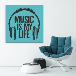 Music is my life - modny obraz na płótnie , wymiary - 80cm x 80cm