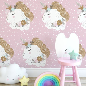 Tapeta dziecięca - unicorn world , rodzaj - tapeta flizelinowa laminowana