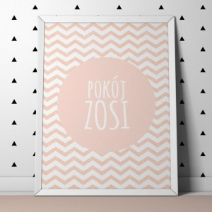 Pokój "imię dziecka" - plakat personalizowany dla dzieci , wymiary - 70cm x 100cm, kolor ramki - biały